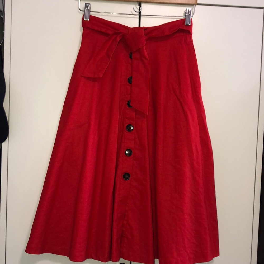 Ann Taylor Petite Midi skirt linen. 00P